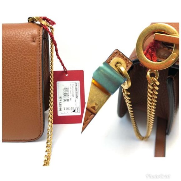 VALENTINO Vsling Small Grained Brown Leather Shoulder Bag - Picture 12 of 12